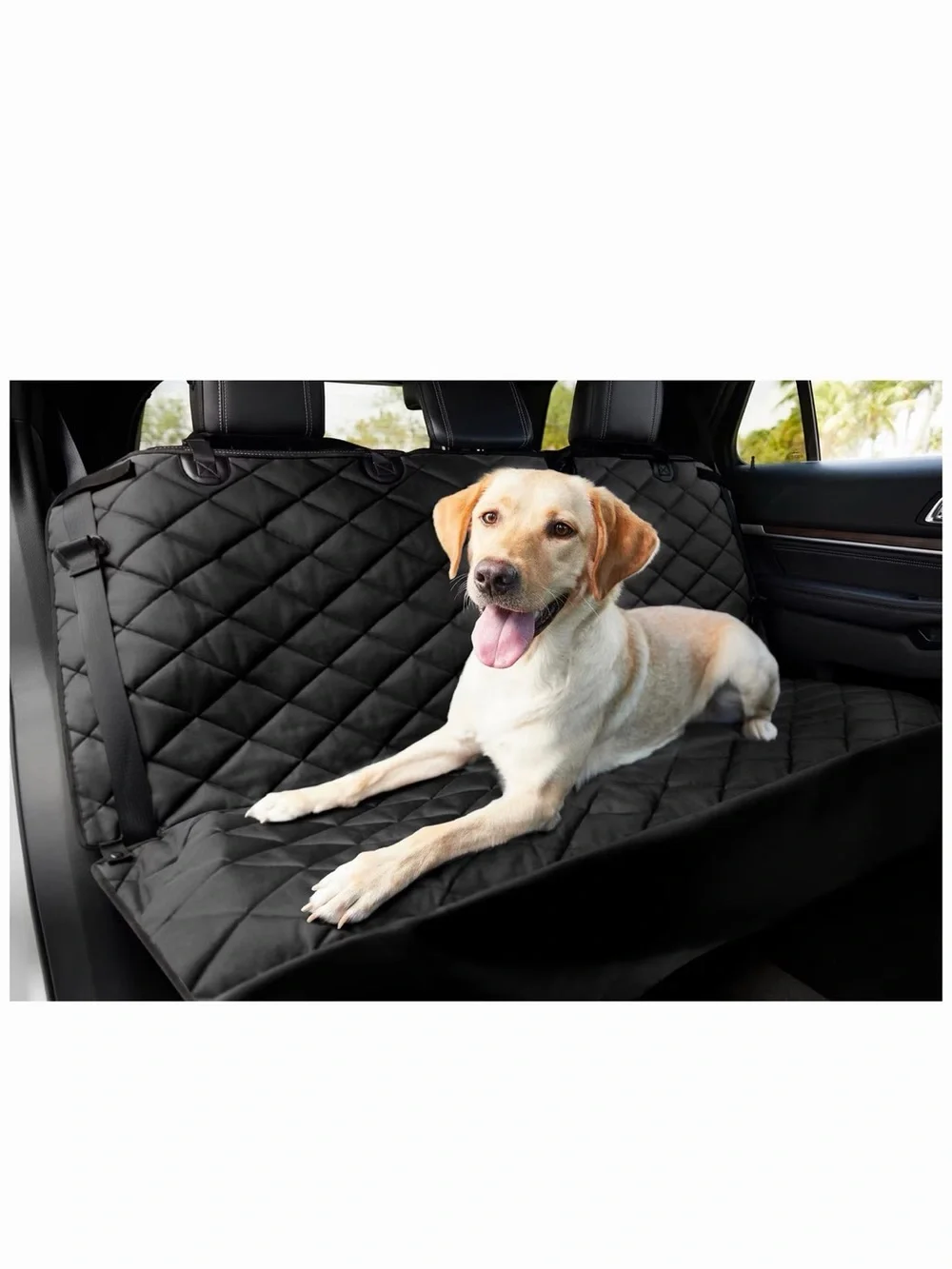 Frisco Quilted Black Pet Car Seat Cover with Straps